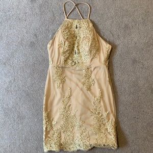 Never worn tan/gold bodycon dress! Size small